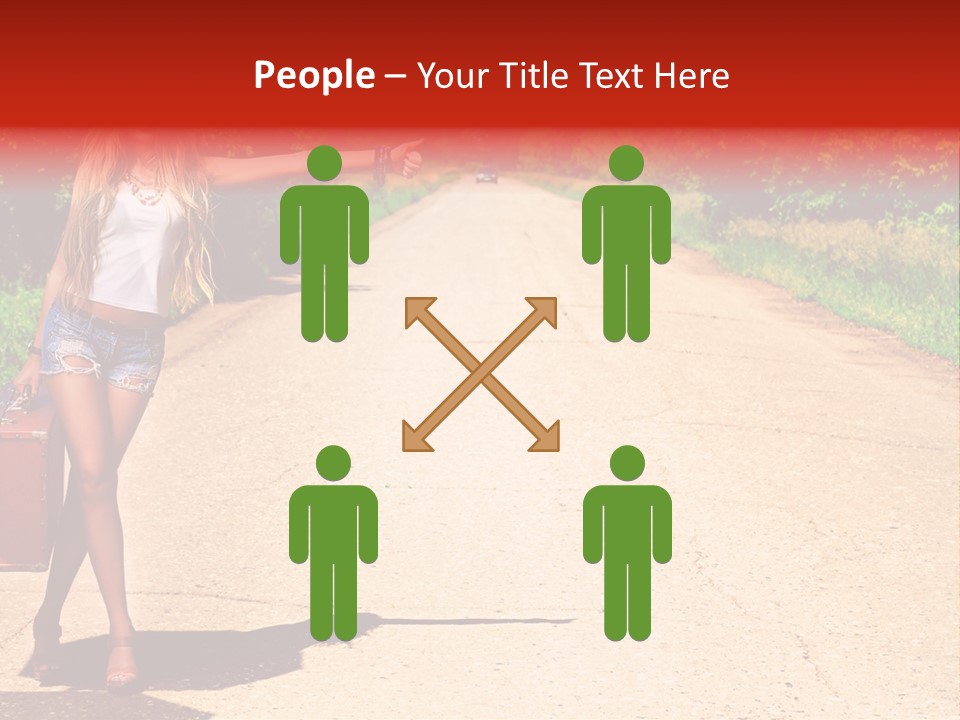 Hitchhiking Way Suitcase PowerPoint Template