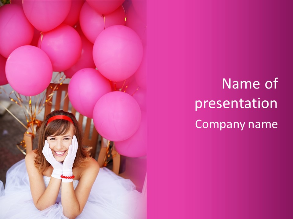 Hot Pink Balloons Celebration PowerPoint Template