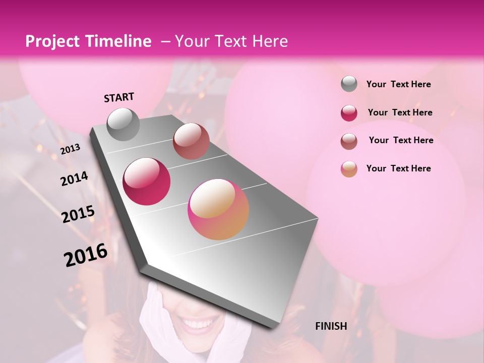 Hot Pink Balloons Celebration PowerPoint Template