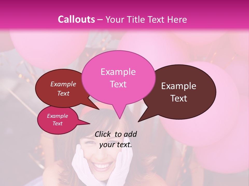 Hot Pink Balloons Celebration PowerPoint Template