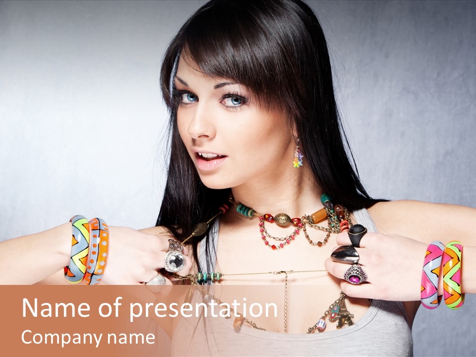 Accessories Black Hair Model PowerPoint Template