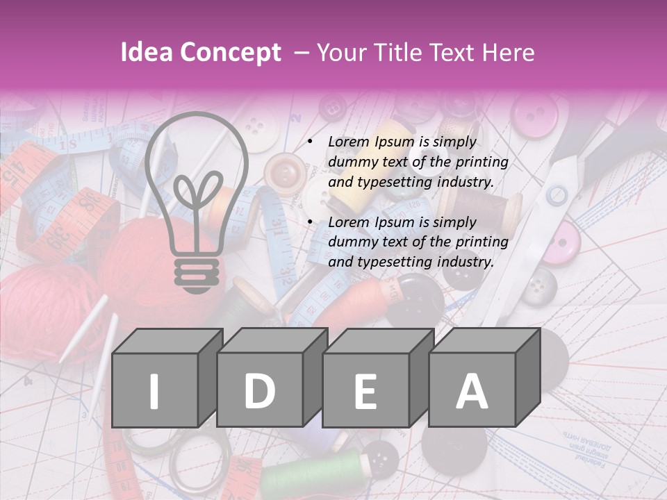 Spool Needlework Fiber PowerPoint Template