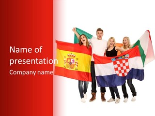 Fans Spain Women PowerPoint Template