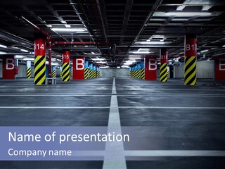 Dark Garage Parking Area PowerPoint Template