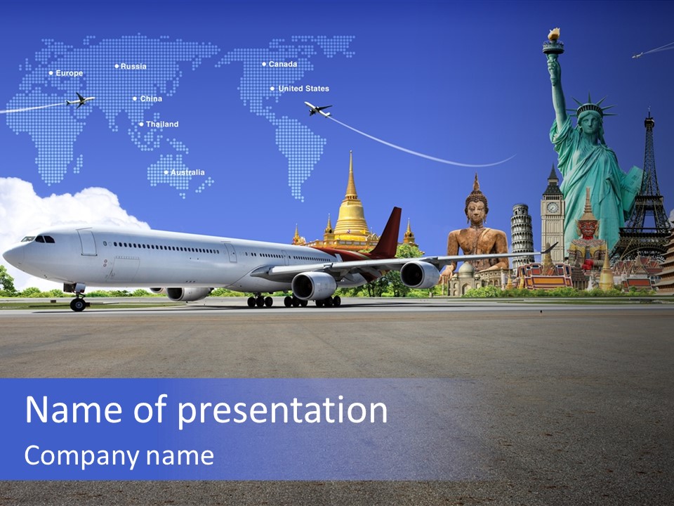 Visit Usa Aircraft PowerPoint Template