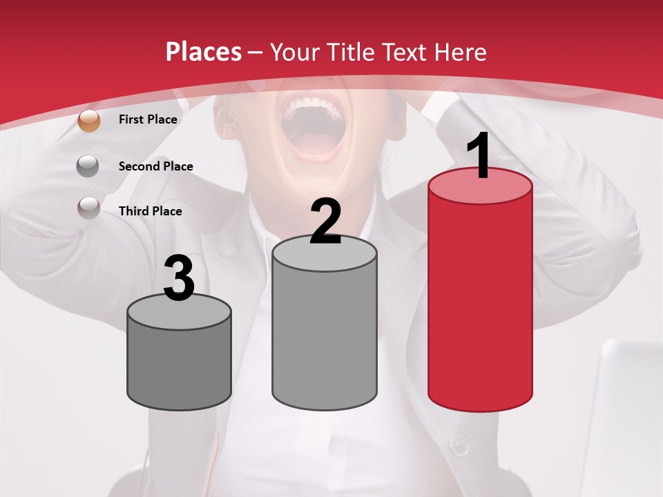 Yelling Brunette Expression PowerPoint Template