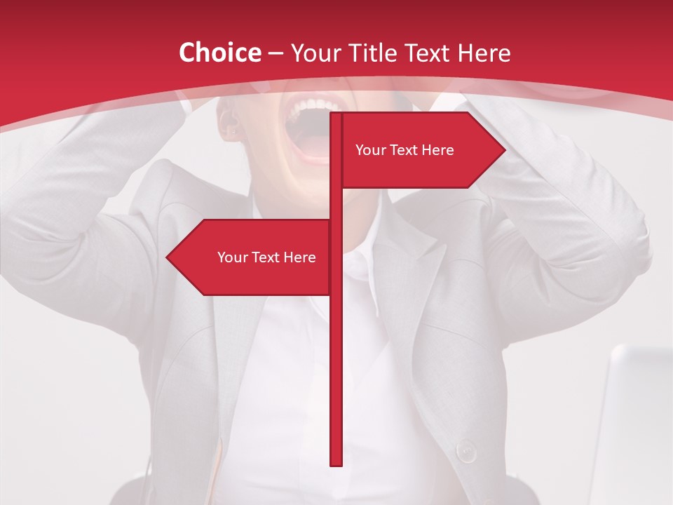 Yelling Brunette Expression PowerPoint Template