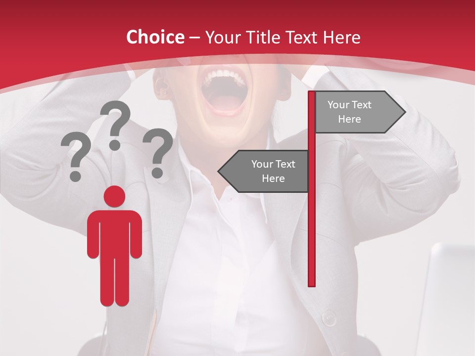 Yelling Brunette Expression PowerPoint Template