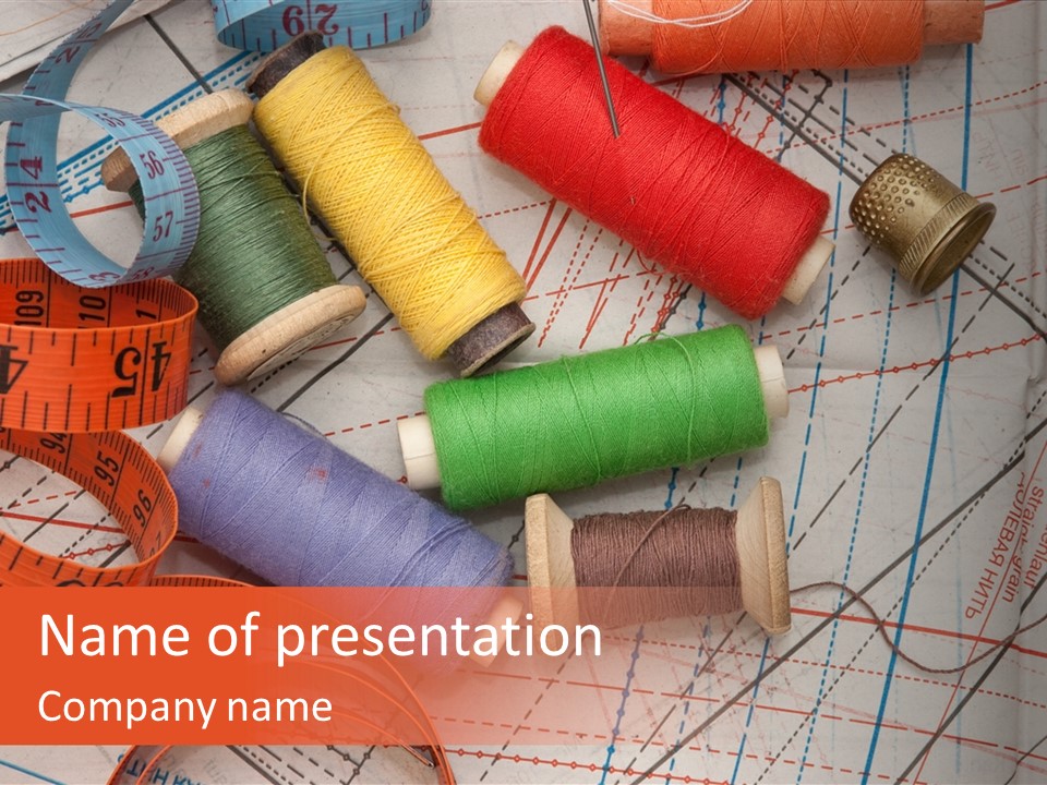 Sewing Line Needle PowerPoint Template