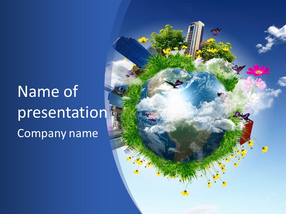 Blue Sunlight Sphere PowerPoint Template