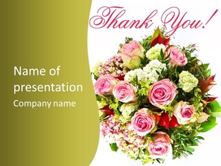 Roses Thank Arrangement PowerPoint Template