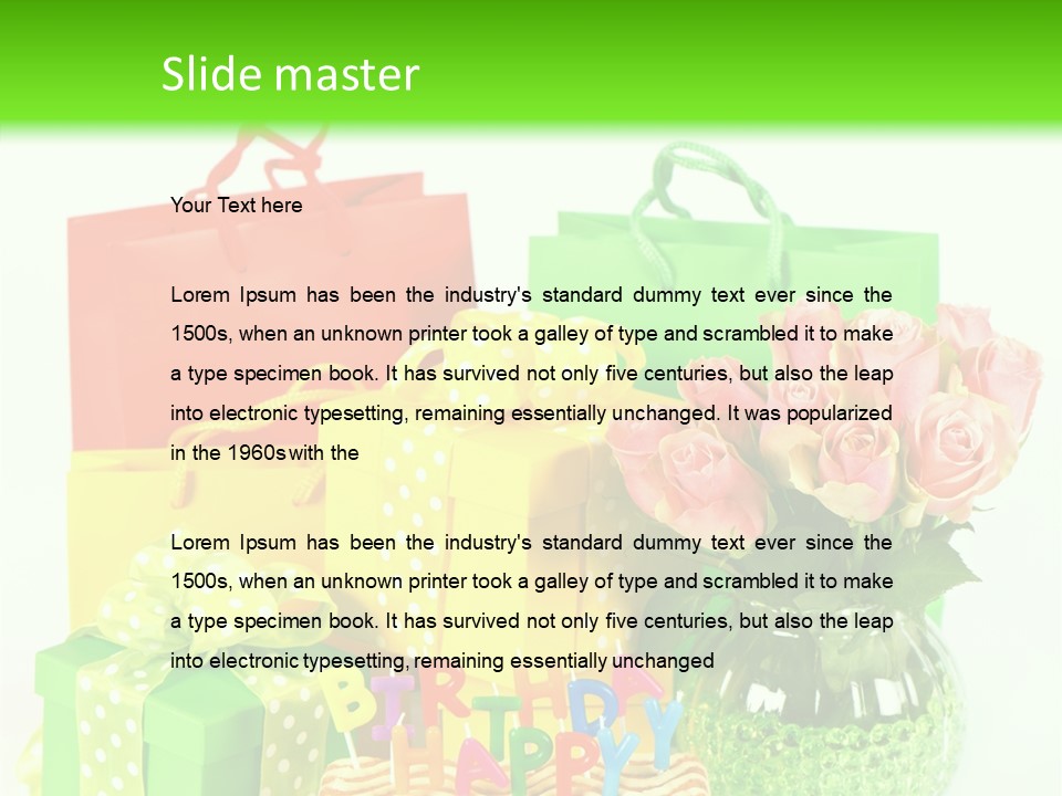 Green Celebrate Bouquet PowerPoint Template