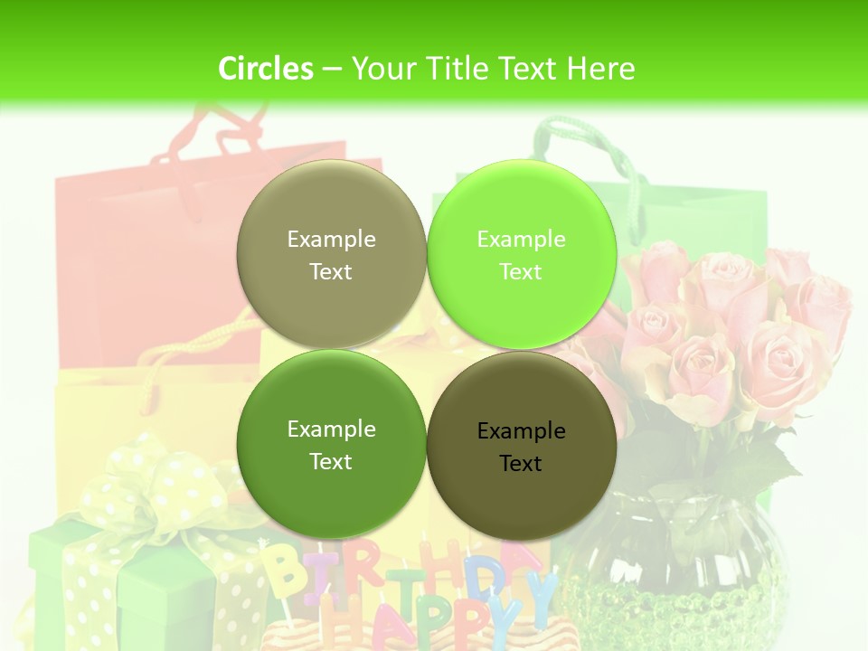 Green Celebrate Bouquet PowerPoint Template