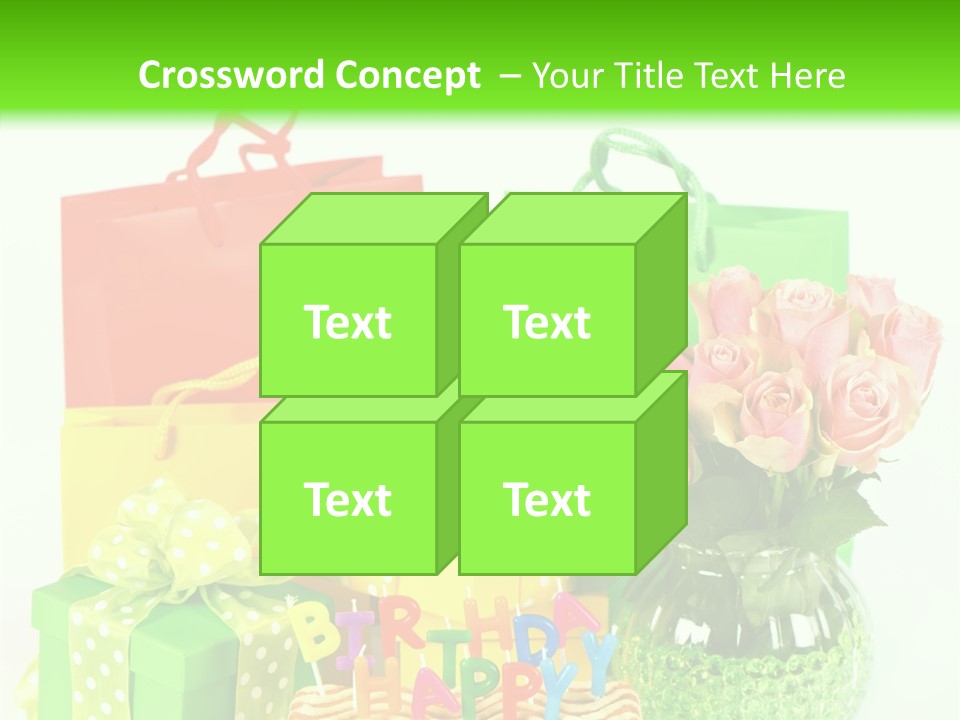 Green Celebrate Bouquet PowerPoint Template