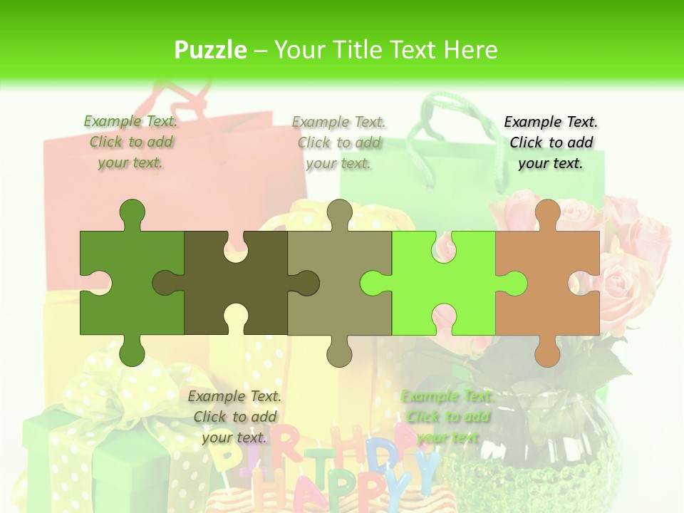 Green Celebrate Bouquet PowerPoint Template