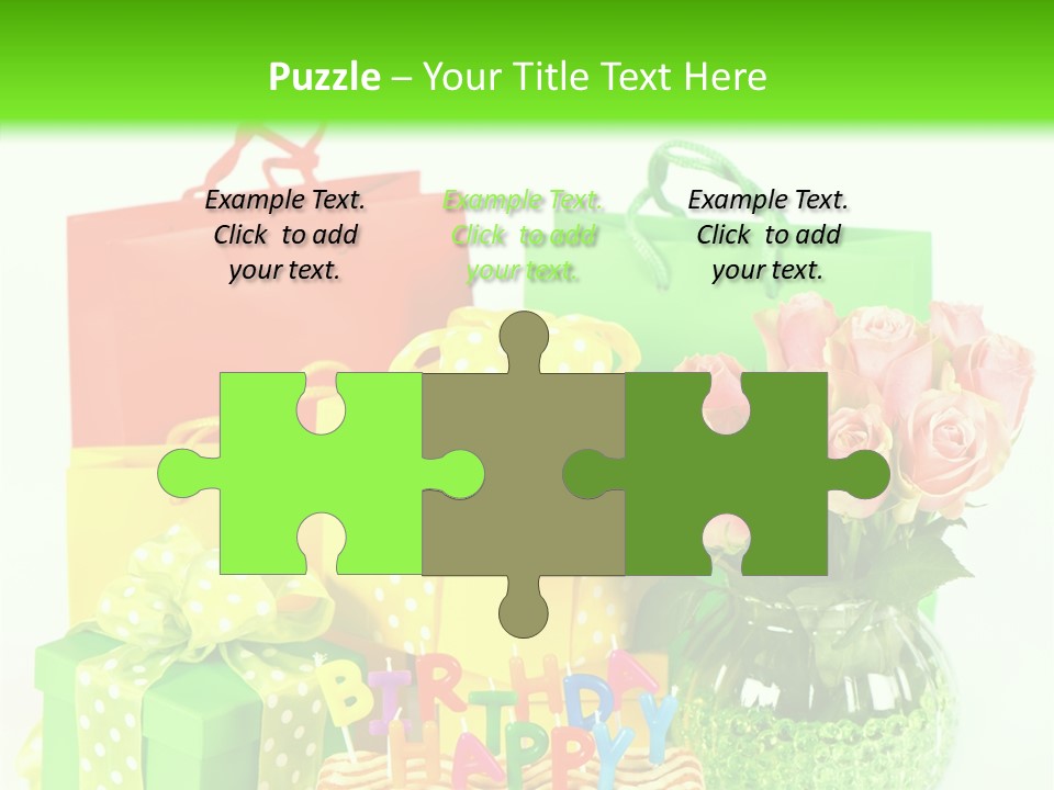 Green Celebrate Bouquet PowerPoint Template