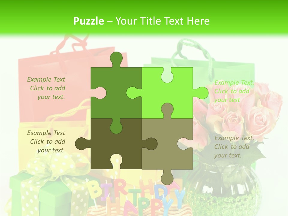 Green Celebrate Bouquet PowerPoint Template