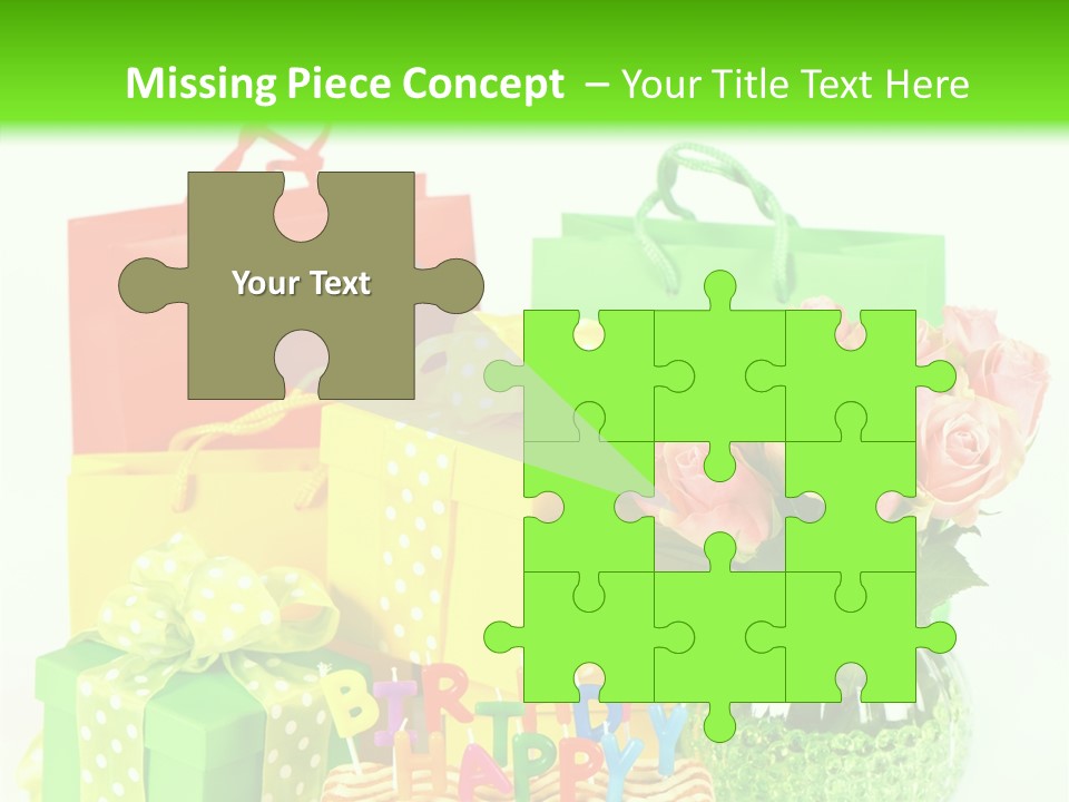 Green Celebrate Bouquet PowerPoint Template