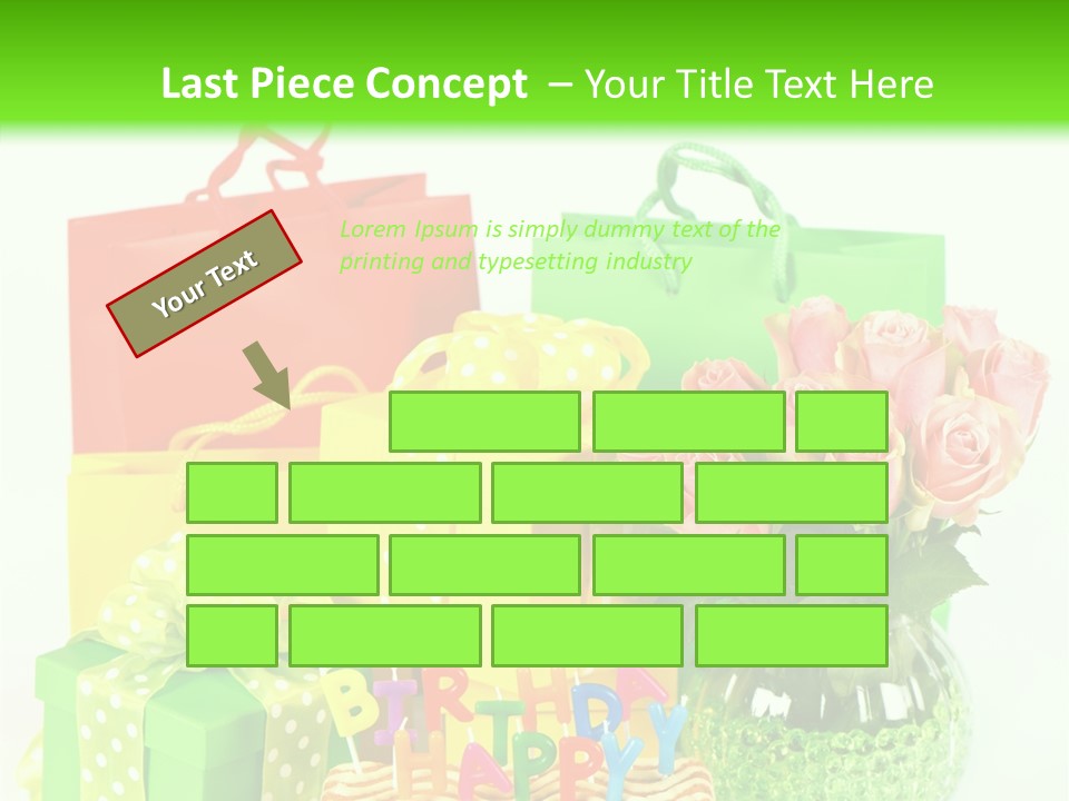 Green Celebrate Bouquet PowerPoint Template