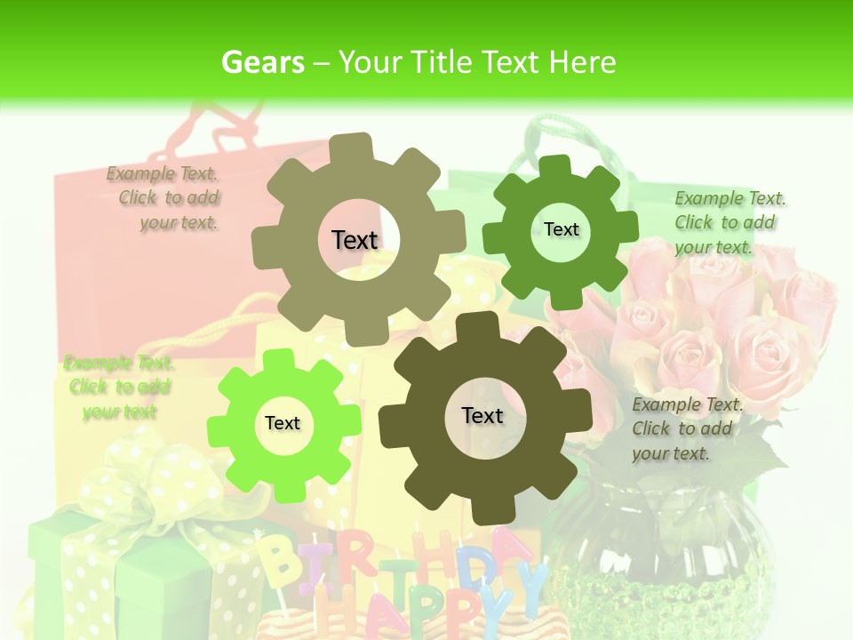 Green Celebrate Bouquet PowerPoint Template