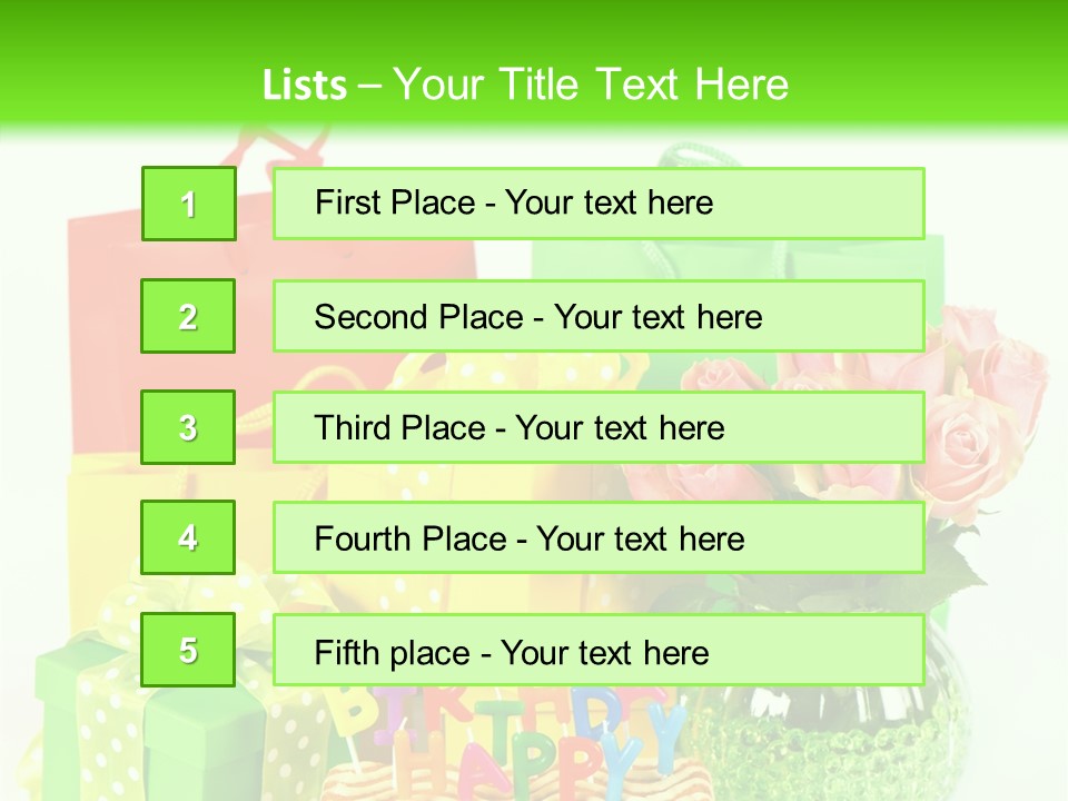 Green Celebrate Bouquet PowerPoint Template