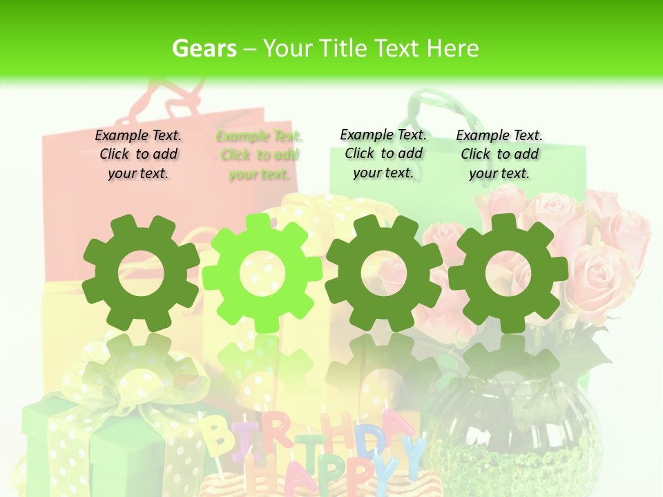 Green Celebrate Bouquet PowerPoint Template