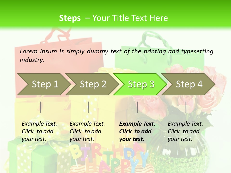 Green Celebrate Bouquet PowerPoint Template