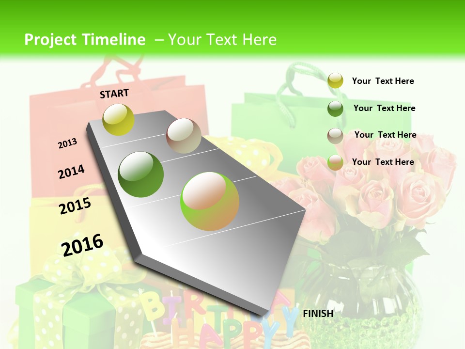 Green Celebrate Bouquet PowerPoint Template