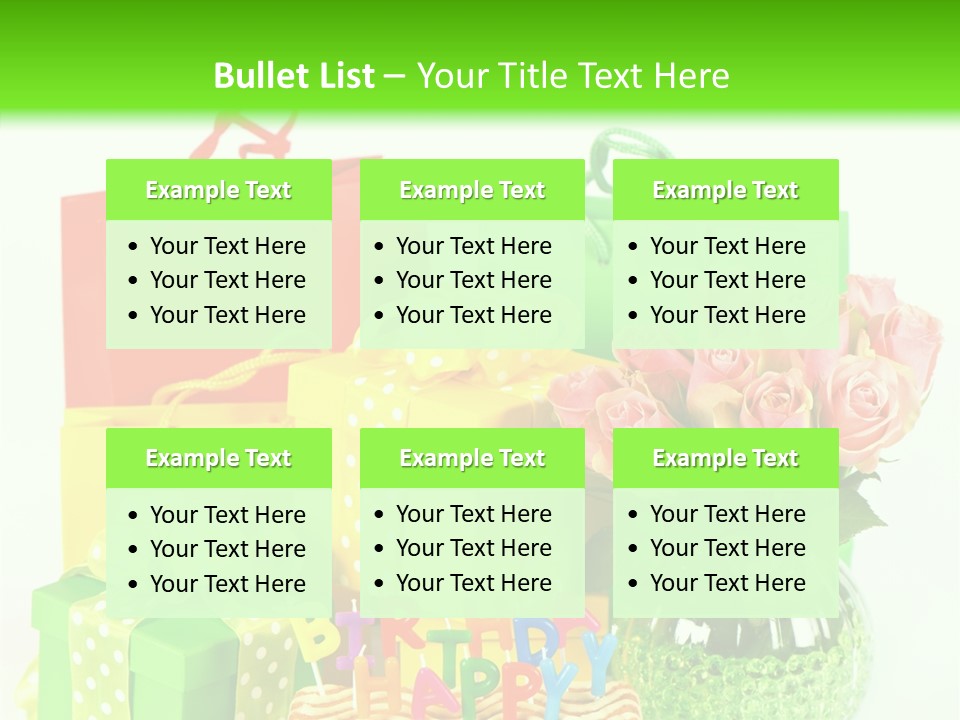 Green Celebrate Bouquet PowerPoint Template