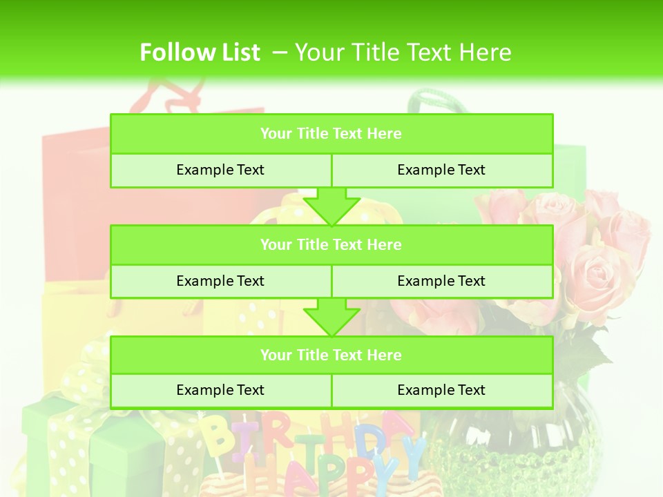 Green Celebrate Bouquet PowerPoint Template