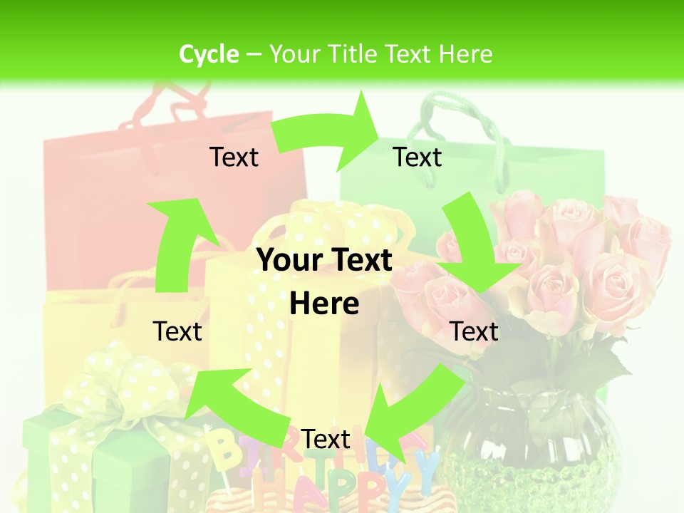 Green Celebrate Bouquet PowerPoint Template