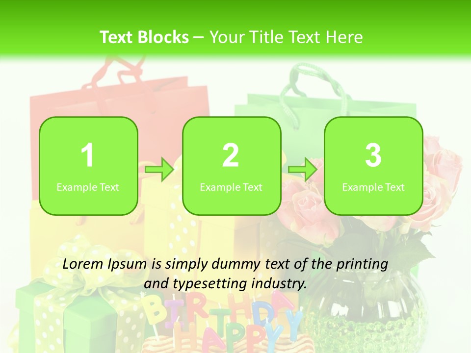 Green Celebrate Bouquet PowerPoint Template