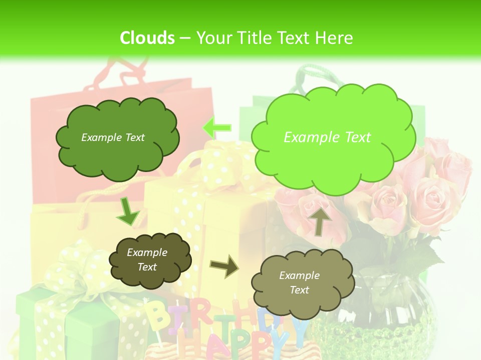 Green Celebrate Bouquet PowerPoint Template