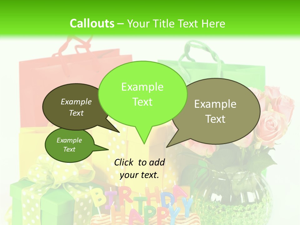 Green Celebrate Bouquet PowerPoint Template