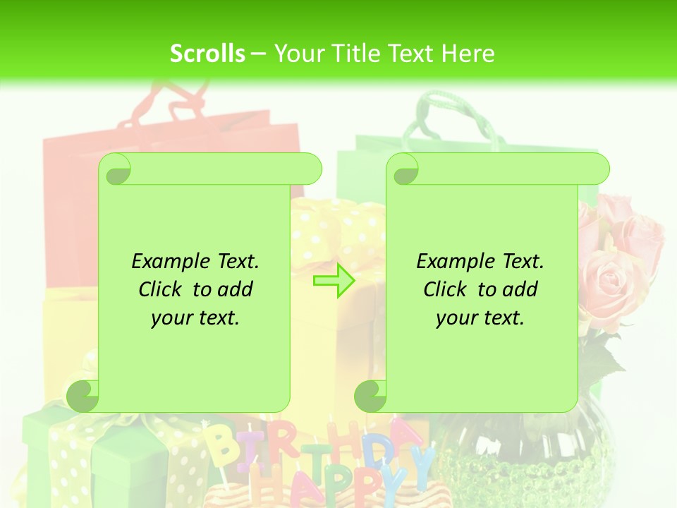 Green Celebrate Bouquet PowerPoint Template