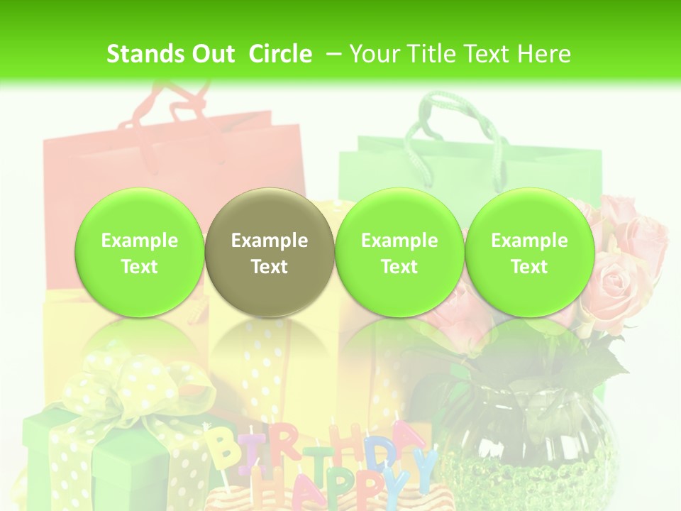 Green Celebrate Bouquet PowerPoint Template