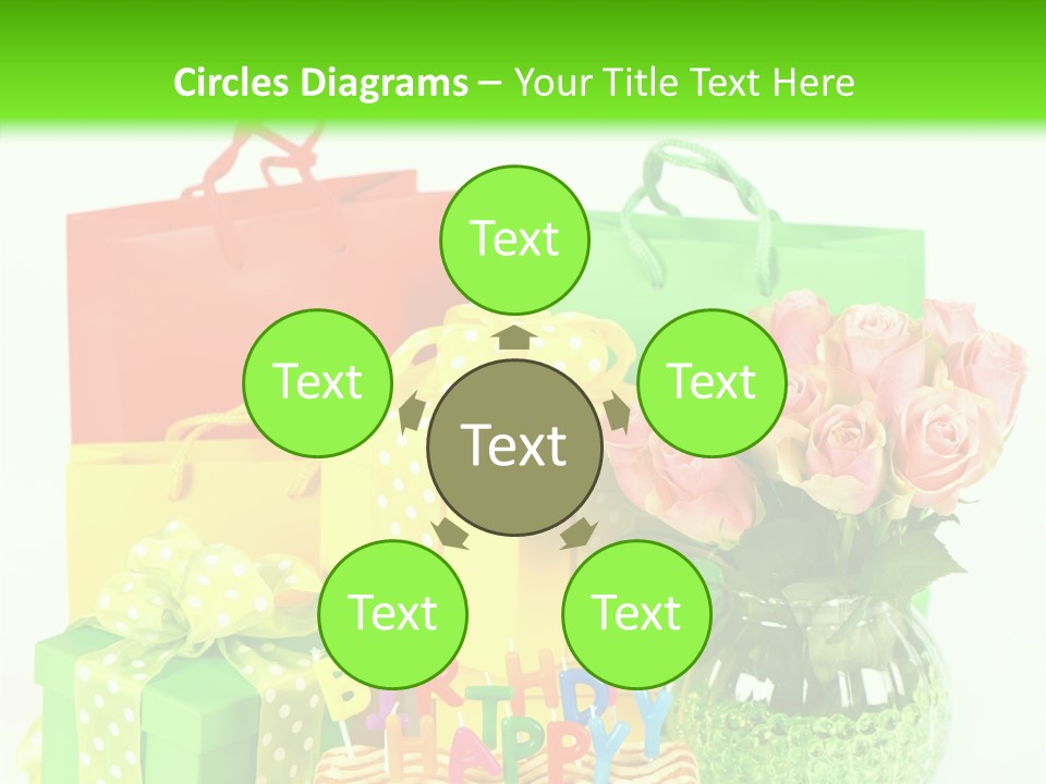 Green Celebrate Bouquet PowerPoint Template