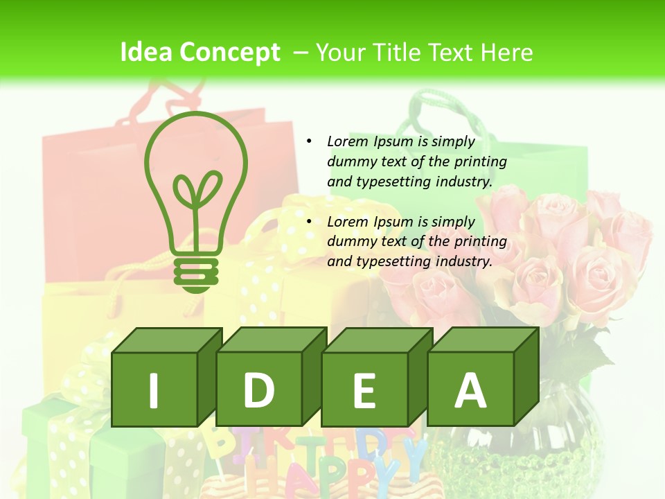 Green Celebrate Bouquet PowerPoint Template