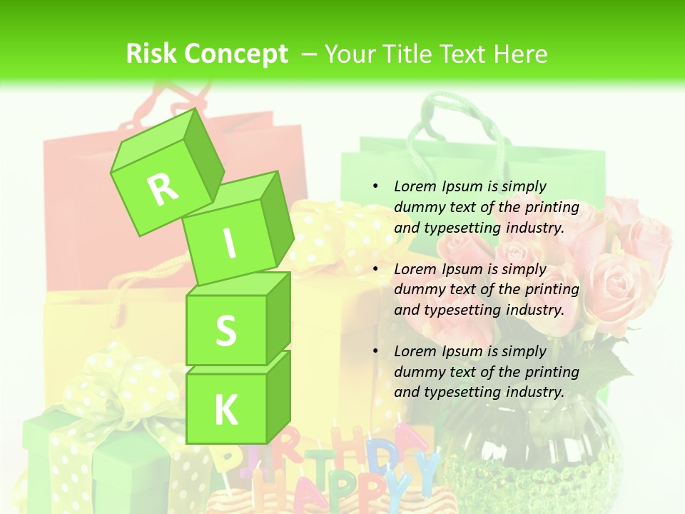 Green Celebrate Bouquet PowerPoint Template