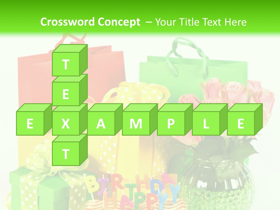 Green Celebrate Bouquet PowerPoint Template