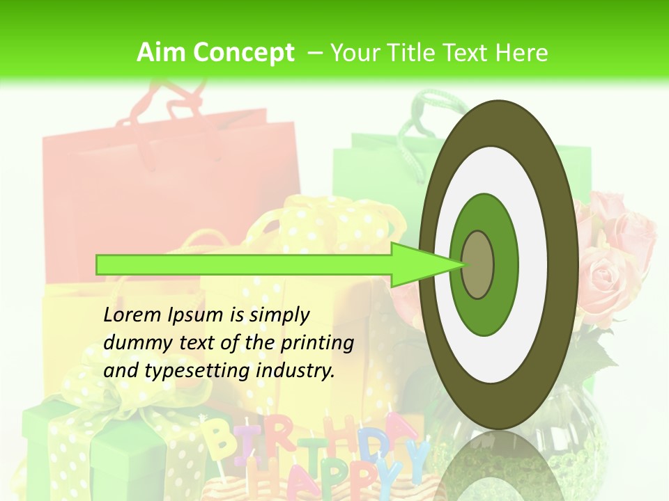 Green Celebrate Bouquet PowerPoint Template