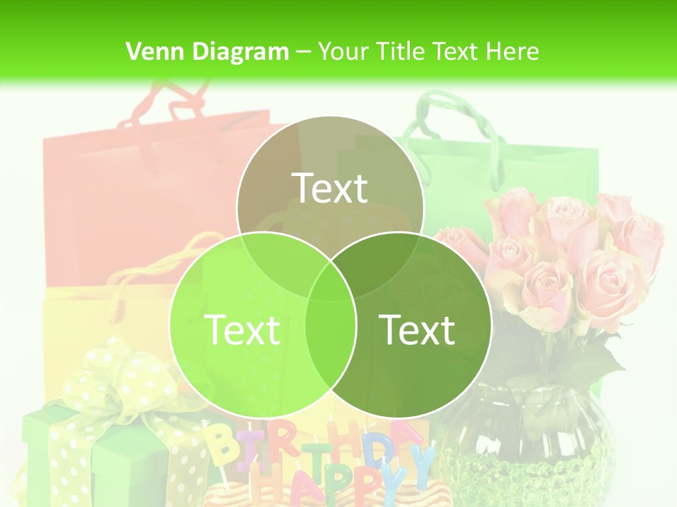 Green Celebrate Bouquet PowerPoint Template