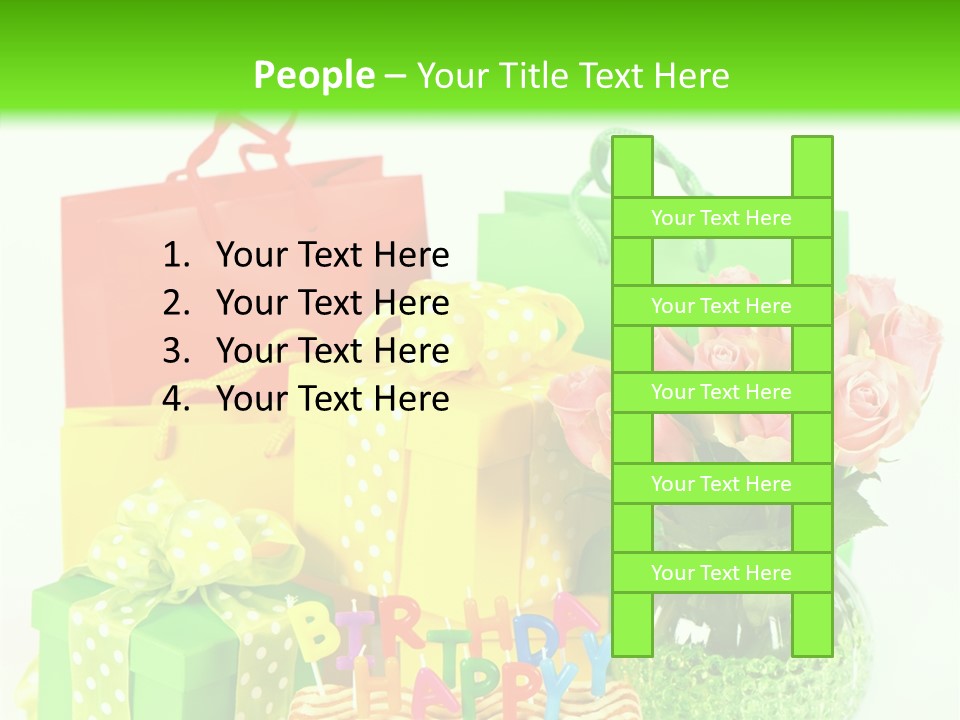 Green Celebrate Bouquet PowerPoint Template