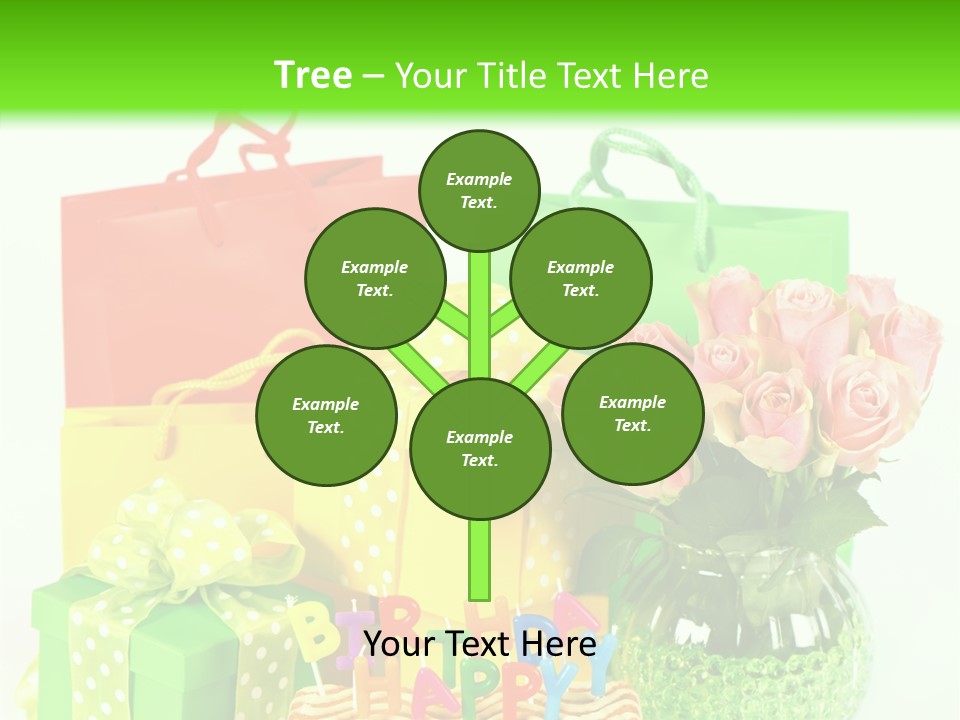 Green Celebrate Bouquet PowerPoint Template