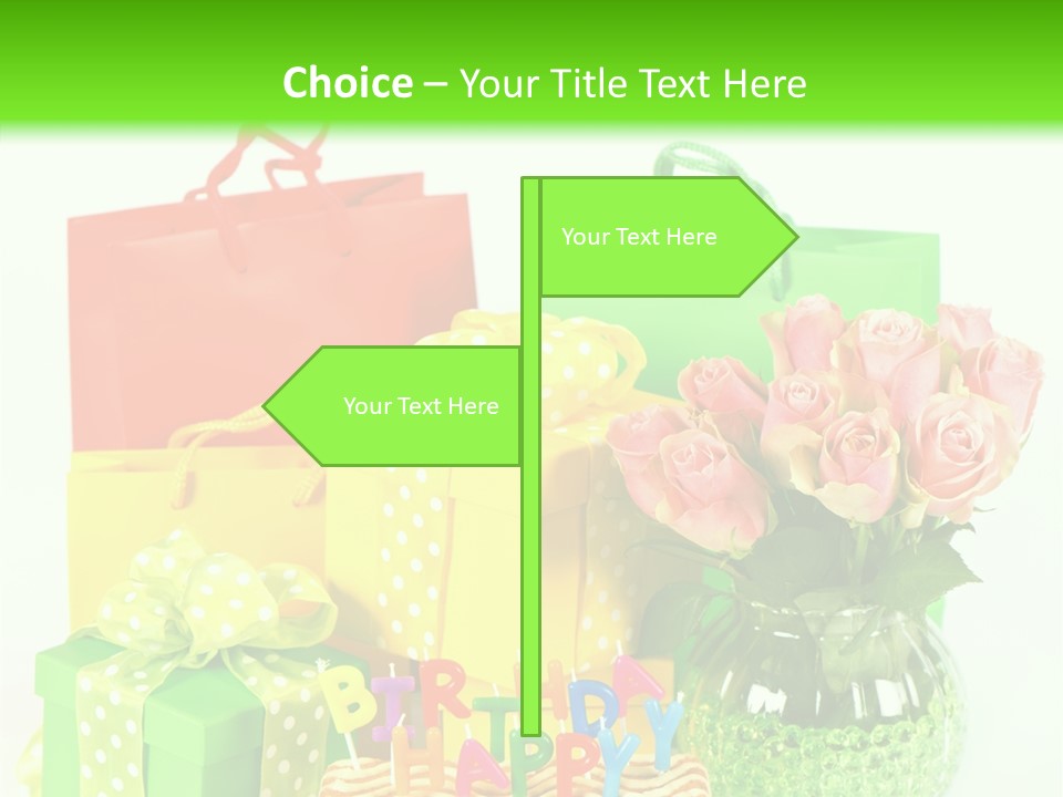 Green Celebrate Bouquet PowerPoint Template