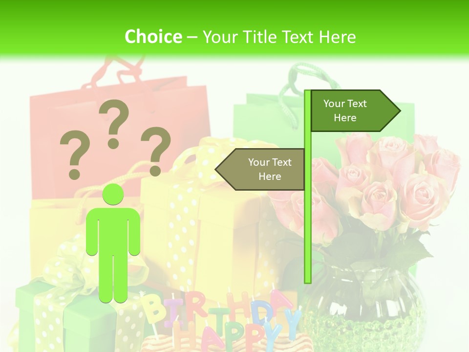 Green Celebrate Bouquet PowerPoint Template