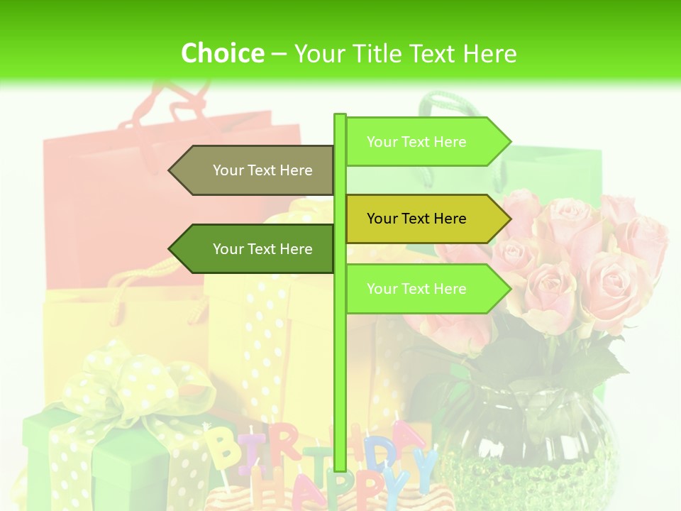 Green Celebrate Bouquet PowerPoint Template