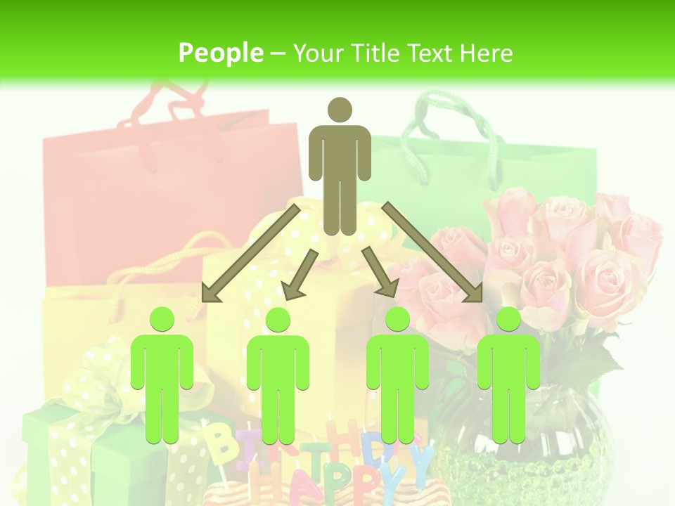 Green Celebrate Bouquet PowerPoint Template