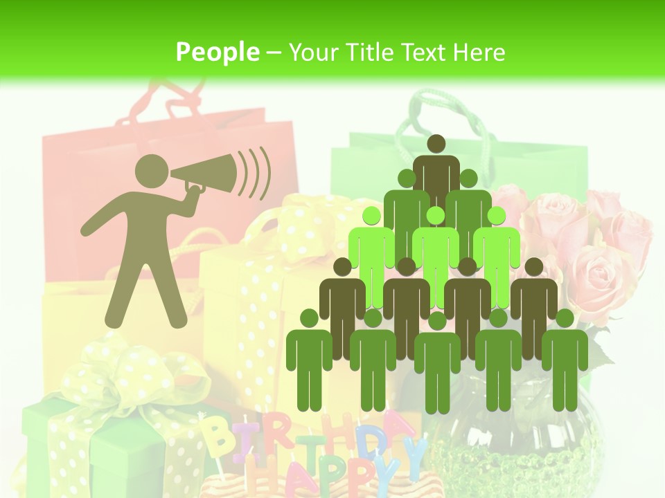 Green Celebrate Bouquet PowerPoint Template