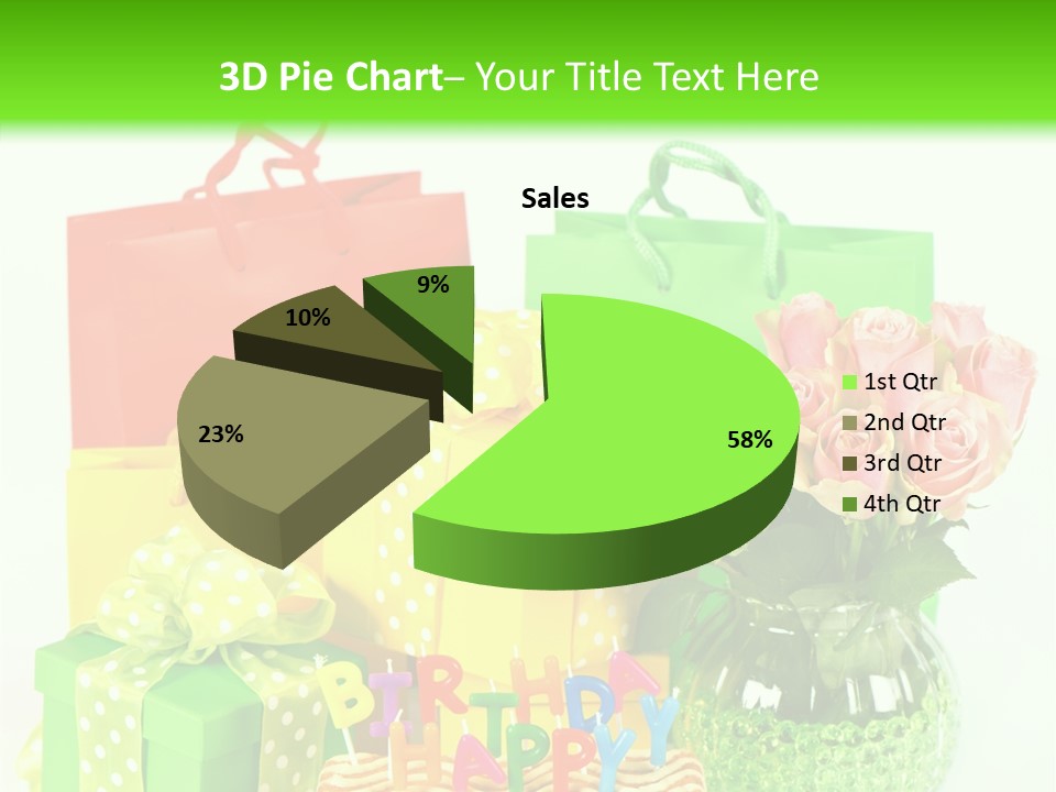 Green Celebrate Bouquet PowerPoint Template